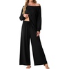 image:imagePrinStory Pajamas for Women Set 2 Piece Lounge Sets S2XLBlack