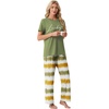 image:imagePrinStory Pajamas for Women Set 2 Piece Soft Pjs Sets S2XLLuck Army Green