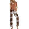 image:imagePrinStory Pajamas for Women Set Soft Pjs 2 Piece Pajama Sets XS4XLBrown White Plaid