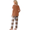 image:imagePrinStory Pajamas for Women Set Soft Pjs 2 Piece Pajama Sets XS4XLBrown White Plaid