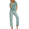 image:imagePrinStory Pajamas for Women Set Soft Pjs 2 Piece Pajama Sets XS4XLCyan Stripe