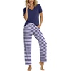 image:imagePrinStory Pajamas for Women Set Soft Pjs 2 Piece Pajama Sets XS4XLDark Blue Stripe