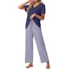 image:imagePrinStory Pajamas for Women Set Soft Pjs 2 Piece Pajama Sets XS4XLDark Blue Stripe