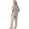 image:imagePrinStory Pajamas for Women Set Soft Pjs 2 Piece Pajama Sets XS4XLGray Brown Plaid