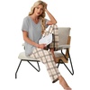 image:imagePrinStory Pajamas for Women Set Soft Pjs 2 Piece Pajama Sets XS4XLGray Brown Plaid