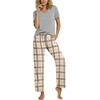image:imagePrinStory Pajamas for Women Set Soft Pjs 2 Piece Pajama Sets XS4XLGray Brown Plaid