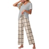image:imagePrinStory Pajamas for Women Set Soft Pjs 2 Piece Pajama Sets XS4XLGray Brown Plaid