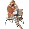 image:imagePrinStory Pajamas for Women Set Soft Pjs 2 Piece Pajama Sets XS4XLGray White Plaid