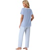 image:imagePrinStory Pajamas for Women Set Soft Pjs 2 Piece Pajama Sets XS4XLLight Blue Stripe