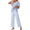 image:imagePrinStory Pajamas for Women Set Soft Pjs 2 Piece Pajama Sets XS4XLLight Blue Stripe