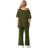 image:imagePrinStory Womens 2 Piece Off Shoulder Lounge SetsArmy Green