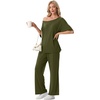 image:imagePrinStory Womens 2 Piece Off Shoulder Lounge SetsArmy Green