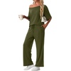 image:imagePrinStory Womens 2 Piece Off Shoulder Lounge SetsArmy Green