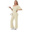 image:imagePrinStory Womens 2 Piece Off Shoulder Lounge SetsBeige