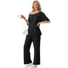 image:imagePrinStory Womens 2 Piece Off Shoulder Lounge SetsBlack