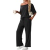 image:imagePrinStory Womens 2 Piece Off Shoulder Lounge SetsBlack