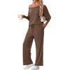 image:imagePrinStory Womens 2 Piece Off Shoulder Lounge SetsBrown