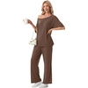 image:imagePrinStory Womens 2 Piece Off Shoulder Lounge SetsBrown