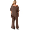 image:imagePrinStory Womens 2 Piece Off Shoulder Lounge SetsBrown