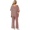 image:imagePrinStory Womens 2 Piece Off Shoulder Lounge SetsDusty Pink