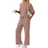image:imagePrinStory Womens 2 Piece Off Shoulder Lounge SetsDusty Pink