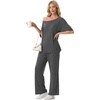 image:imagePrinStory Womens 2 Piece Off Shoulder Lounge SetsGray