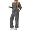 image:imagePrinStory Womens 2 Piece Off Shoulder Lounge SetsGray