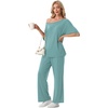 image:imagePrinStory Womens 2 Piece Off Shoulder Lounge SetsHaze Blue