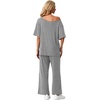 image:imagePrinStory Womens 2 Piece Off Shoulder Lounge SetsLight Gray