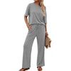 image:imagePrinStory Womens 2 Piece Off Shoulder Lounge SetsLight Gray