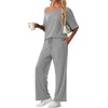 image:imagePrinStory Womens 2 Piece Off Shoulder Lounge SetsLight Gray