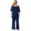 image:imagePrinStory Womens 2 Piece Off Shoulder Lounge SetsNavy Blue