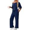 image:imagePrinStory Womens 2 Piece Off Shoulder Lounge SetsNavy Blue
