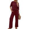 image:imagePrinStory Womens 2 Piece Off Shoulder Lounge SetsWine Red