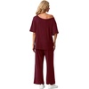image:imagePrinStory Womens 2 Piece Off Shoulder Lounge SetsWine Red