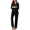 image:imagePrinStory Womens Pajama Sets Button Down Pjs 2 Piece Lounge SetBlack
