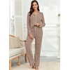 image:imagePrinStory Womens Pajama Sets Button Down Pjs 2 Piece Lounge SetCamel