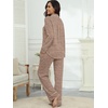 image:imagePrinStory Womens Pajama Sets Button Down Pjs 2 Piece Lounge SetCamel