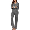 image:imagePrinStory Womens Pajama Sets Button Down Pjs 2 Piece Lounge SetDark Gray