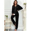 image:imagePrinStory Womens Pajama Sets Button Down Pjs 2 Piece Lounge SetDeep Black