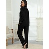 image:imagePrinStory Womens Pajama Sets Button Down Pjs 2 Piece Lounge SetDeep Black