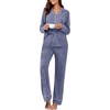image:imagePrinStory Womens Pajama Sets Button Down Pjs 2 Piece Lounge SetDenim Blue