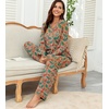 image:imagePrinStory Womens Pajama Sets Button Down Pjs 2 Piece Lounge SetFpbrown Foliage