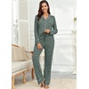 image:imagePrinStory Womens Pajama Sets Button Down Pjs 2 Piece Lounge SetGray Green