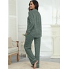image:imagePrinStory Womens Pajama Sets Button Down Pjs 2 Piece Lounge SetGray Green