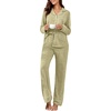 image:imagePrinStory Womens Pajama Sets Button Down Pjs 2 Piece Lounge SetGreen