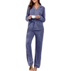 image:imagePrinStory Womens Pajama Sets Button Down Pjs 2 Piece Lounge SetMisty Blue