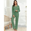 image:imagePrinStory Womens Pajama Sets Button Down Pjs 2 Piece Lounge SetSeaweed Green