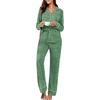 image:imagePrinStory Womens Pajama Sets Button Down Pjs 2 Piece Lounge SetSeaweed Green