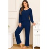 image:imagePrinStory Womens Pajamas Set Fall and Winter Ladies Pjs Long Sleeve 2 Piece Pajama Lounge SetsNavy Blue